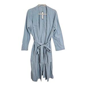 Soncy Women’s Plus Size Shawl Collar Duster Jacket 2XL Blue Chambray Light NWT